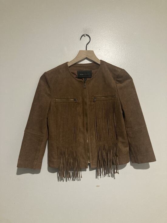 BCBGMaxAzria Jackets & Blazers - BCBG Maxazria Cowgirl Chic Western Suede Fringe Cropped Jacket Size XS
